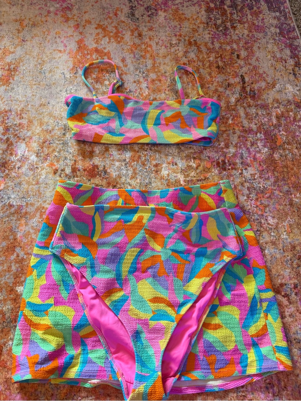 Show Me Your MuMu Multicolor Pink Blue Green Bandeau Bikini Set